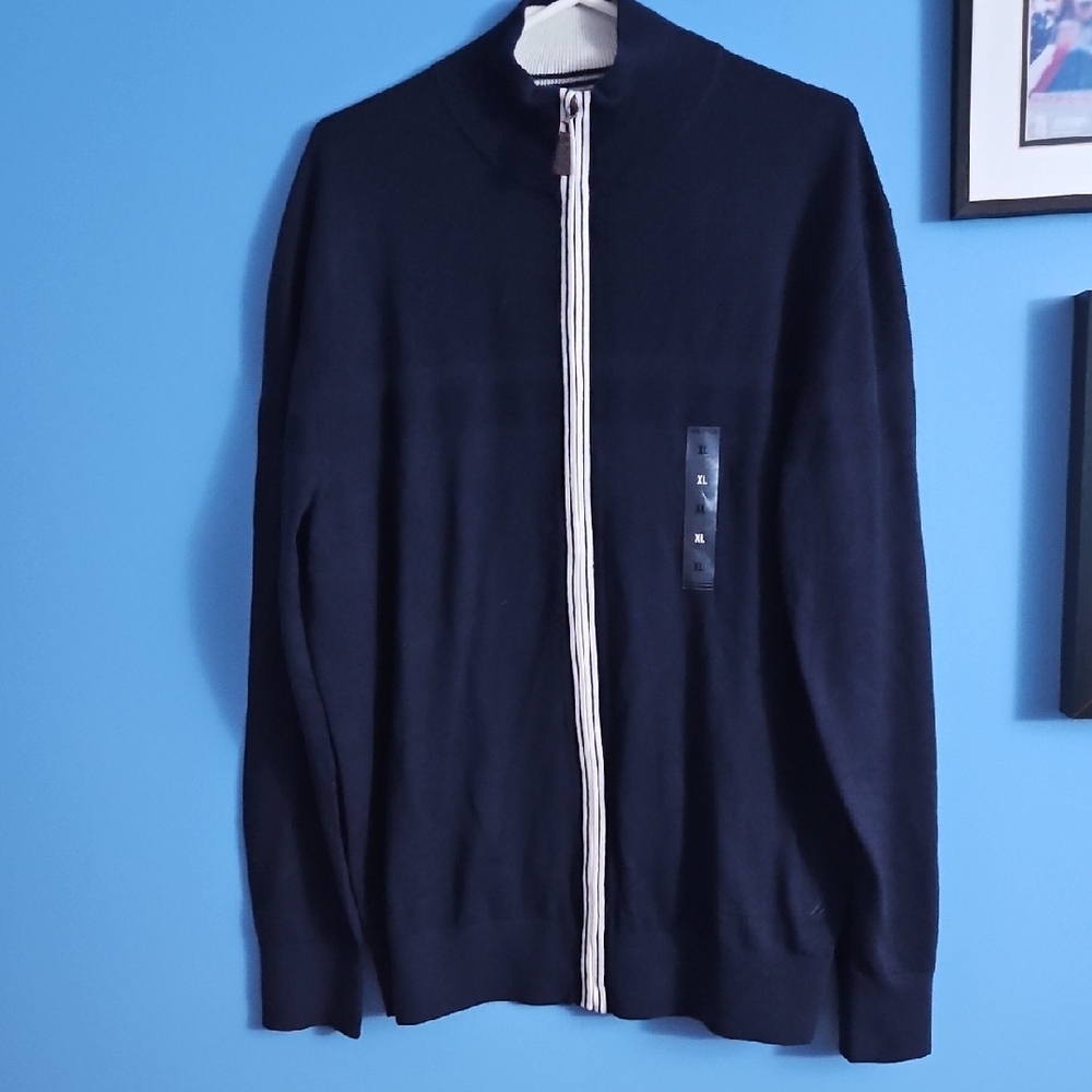 Nwt Nautica Men's Navy Full-Zip Sweater